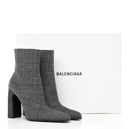 Balenciaga Wool Plaid Ankle Boots 40 Black White 14 of 14
