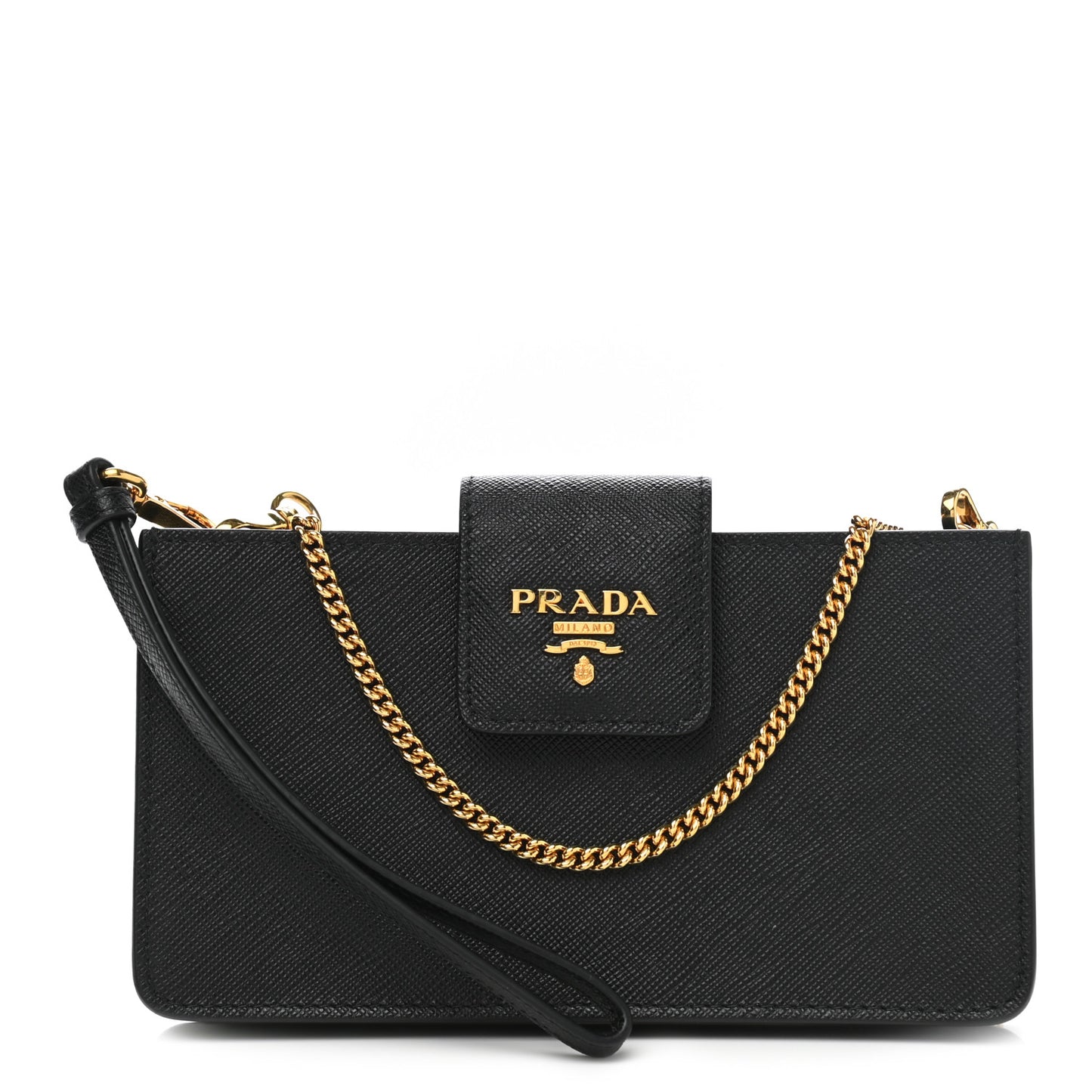 Saffiano Metal Mini Chain Wallet Black