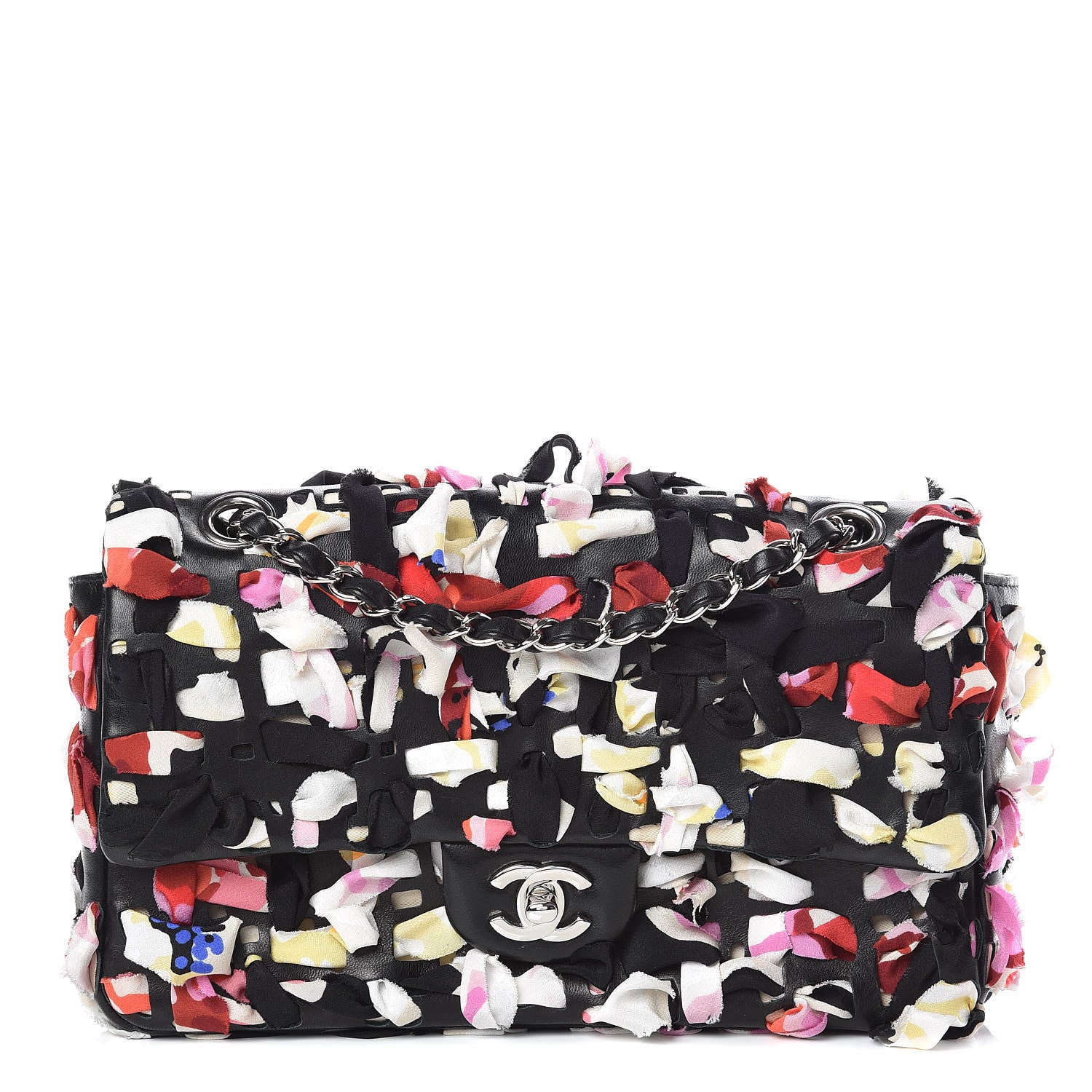 Chanel Silk Lambskin Ribbon Classic Flap Bag Black Multicolor 1 of 9