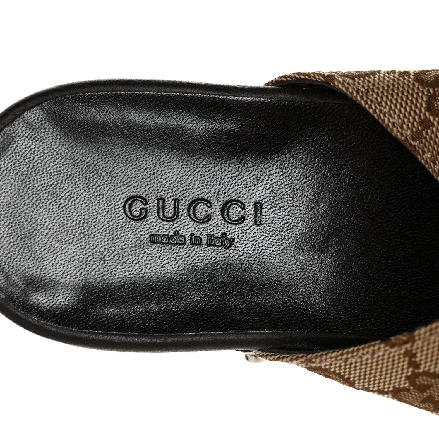 Gucci Monogram Cellarius Soft Calfskin Icon Bit Platform High Heel Slides 39.5 Beige Ebony Cocoa 7 of 10