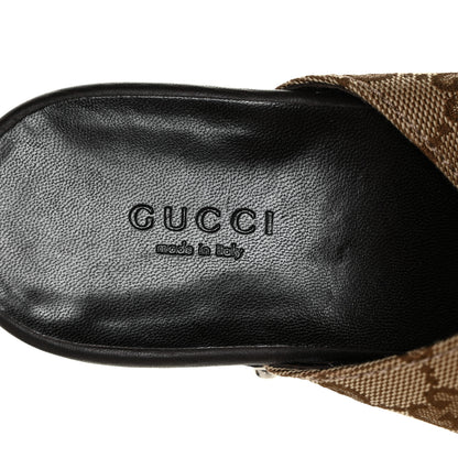 Gucci Monogram Cellarius Soft Calfskin Icon Bit Platform High Heel Slides 39.5 Beige Ebony Cocoa 7 of 10