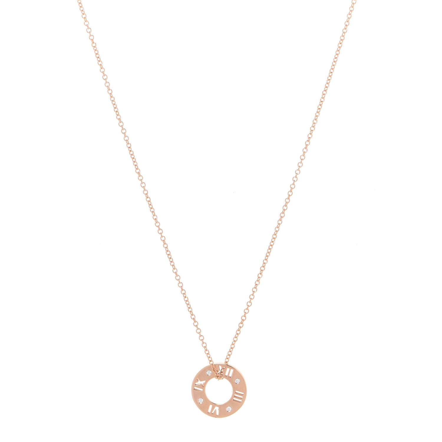 Tiffany 18K Rose Gold Diamond Atlas Pierced Pendant Necklace 1 of 8