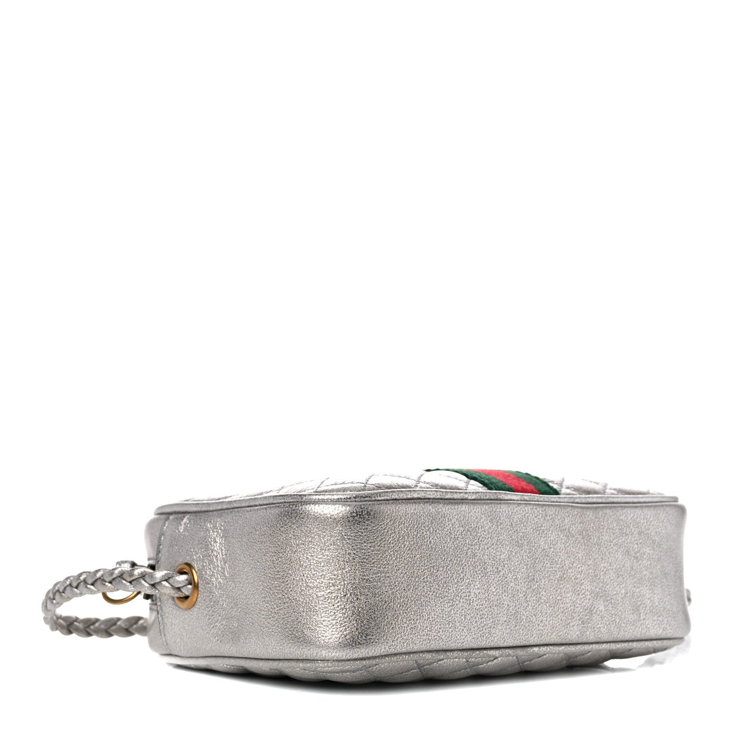 Gucci Laminated Nappa Web Trapuntata Mini GG Shoulder Bag Argento 4 of 8