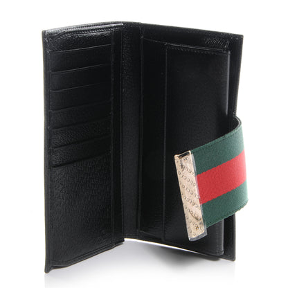 Gucci Monogram Calfskin Ladies Web Long Wallet Black 6 of 8