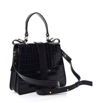 Chloe Calfskin Crocodile Embossed Small Aby Day Shoulder Bag Full Blue 3 of 10