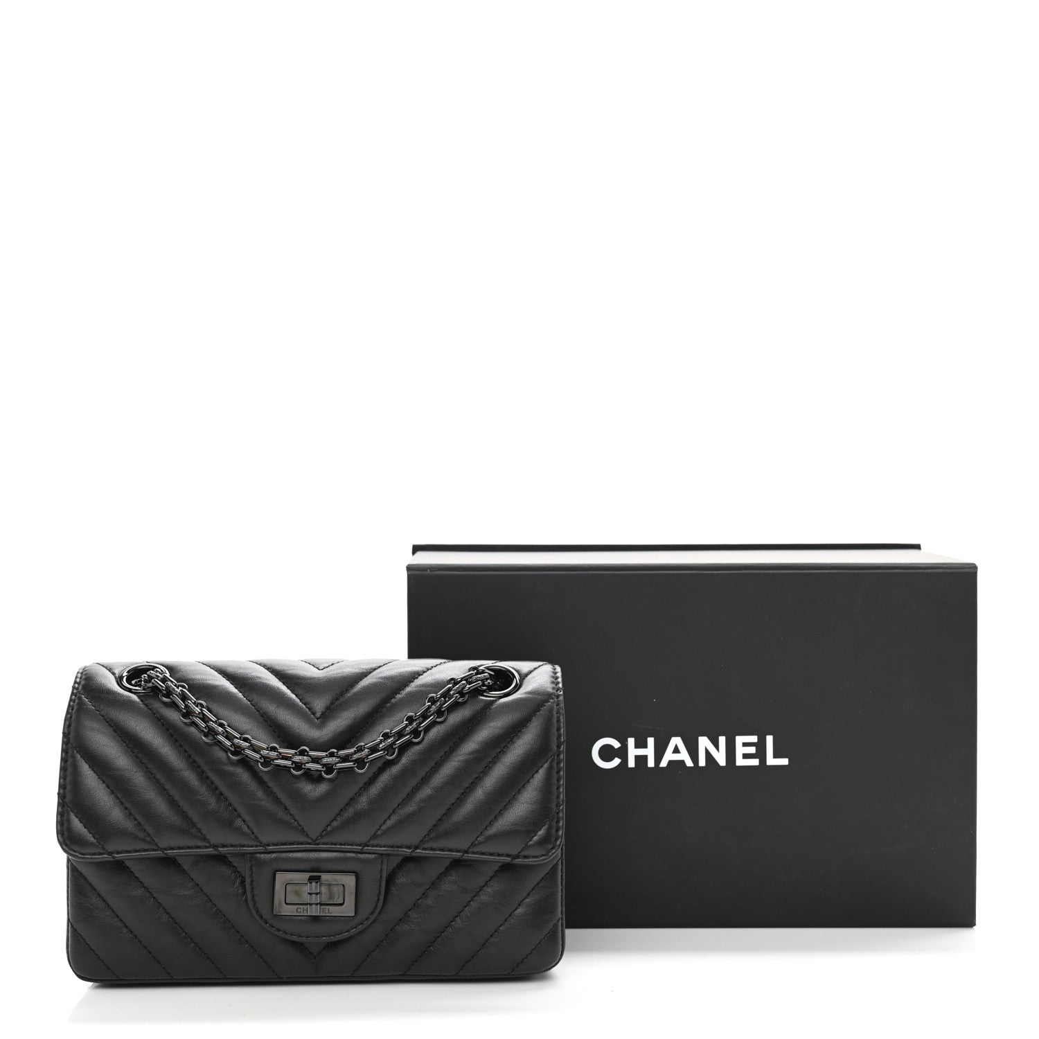 Chanel Aged Calfskin Chevron Quilted 2.55 Reissue Mini Flap So Black 10 of 10