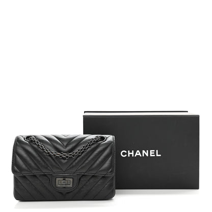 Chanel Aged Calfskin Chevron Quilted 2.55 Reissue Mini Flap So Black 10 of 10