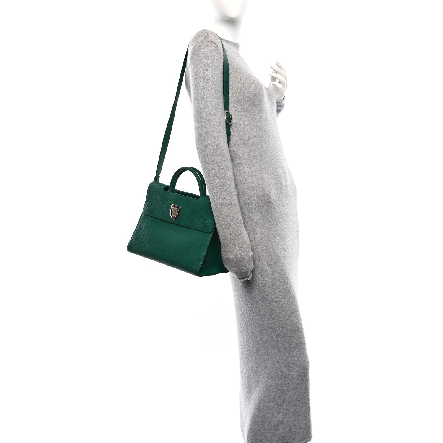 Christian Dior Grained Calfskin Diorever Flap Green 2 of 17