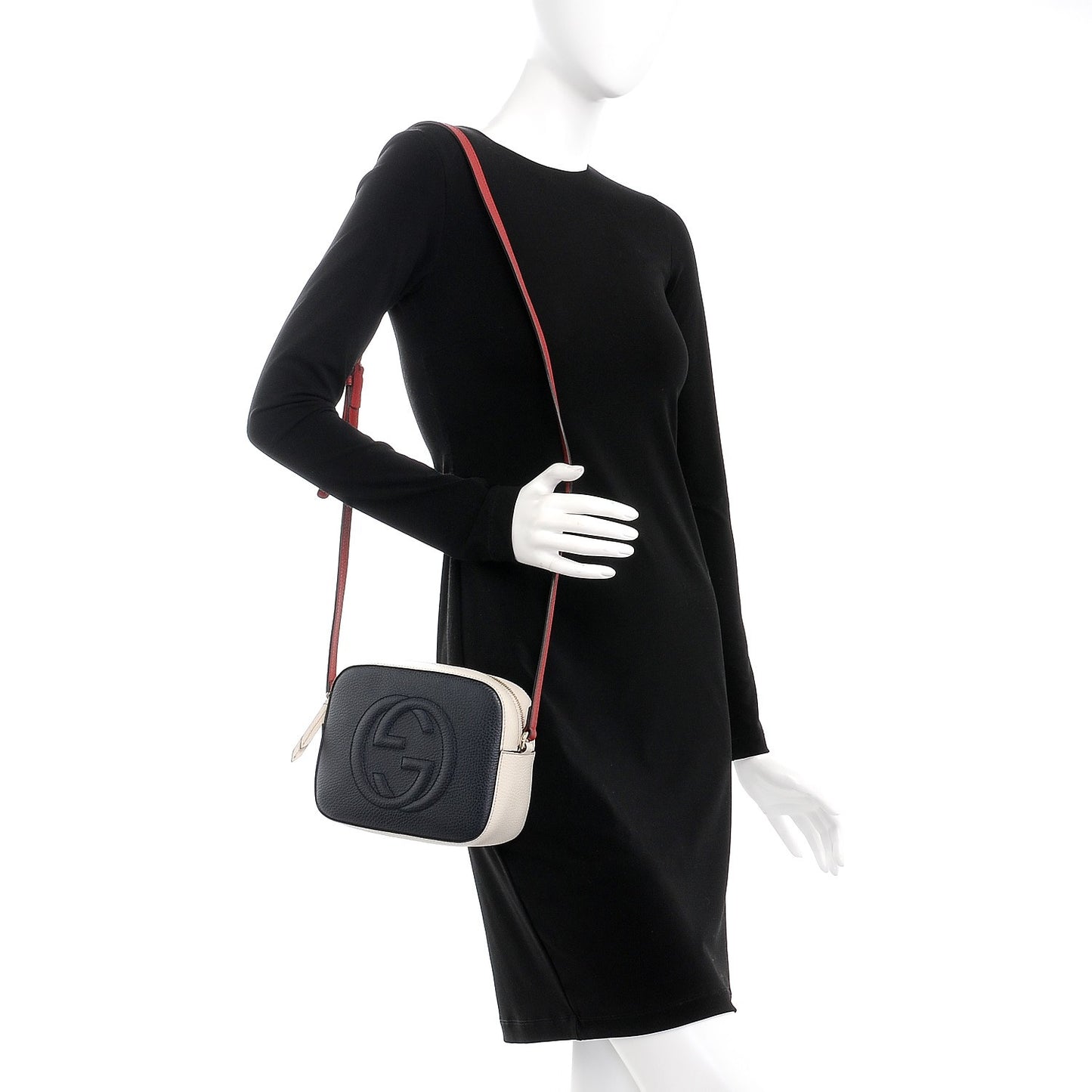 Dollar Calfskin Small Soho Disco Bag Blue Hibiscus Red Mystic White