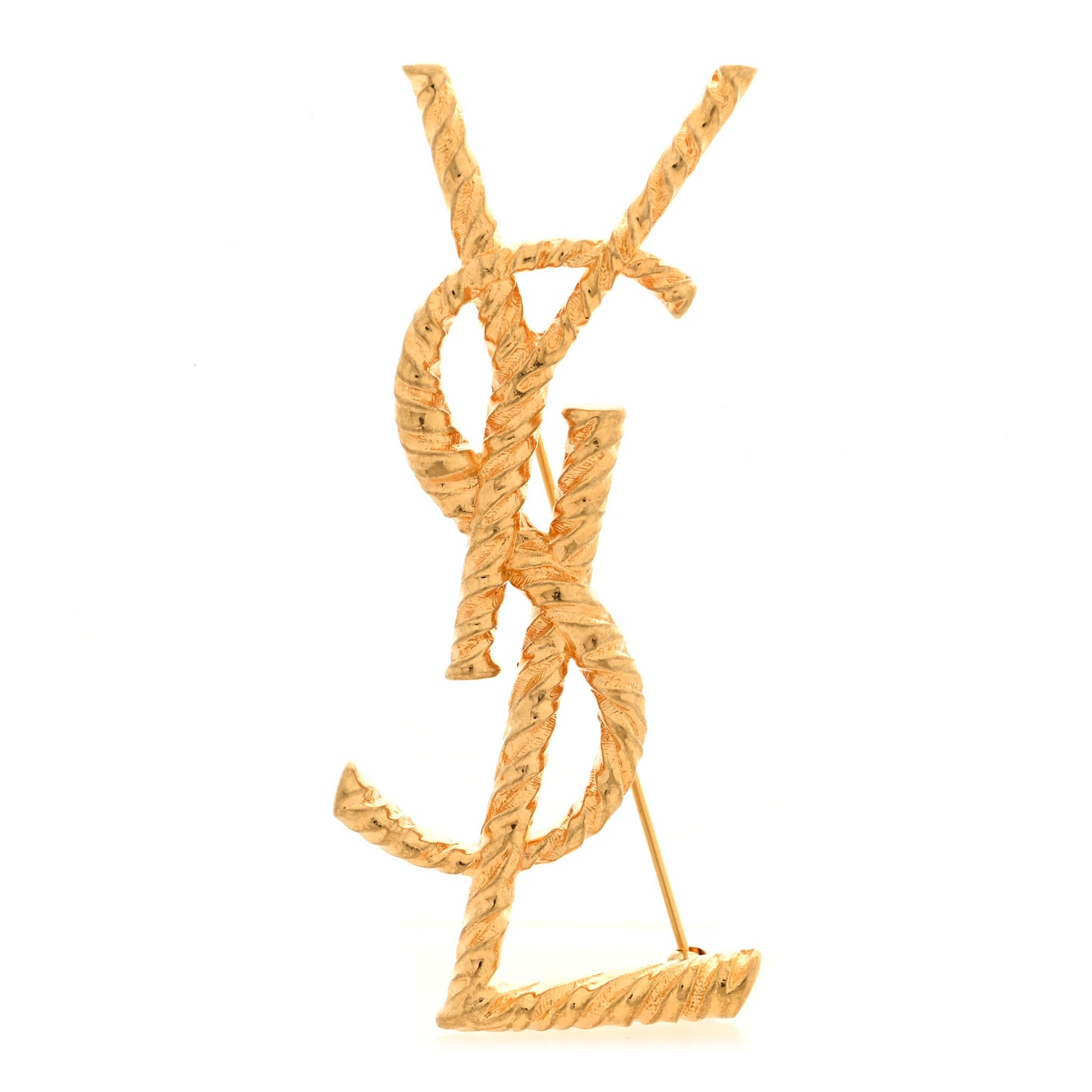 Brass Cassandre Opyum YSL Twisted Brooch Gold