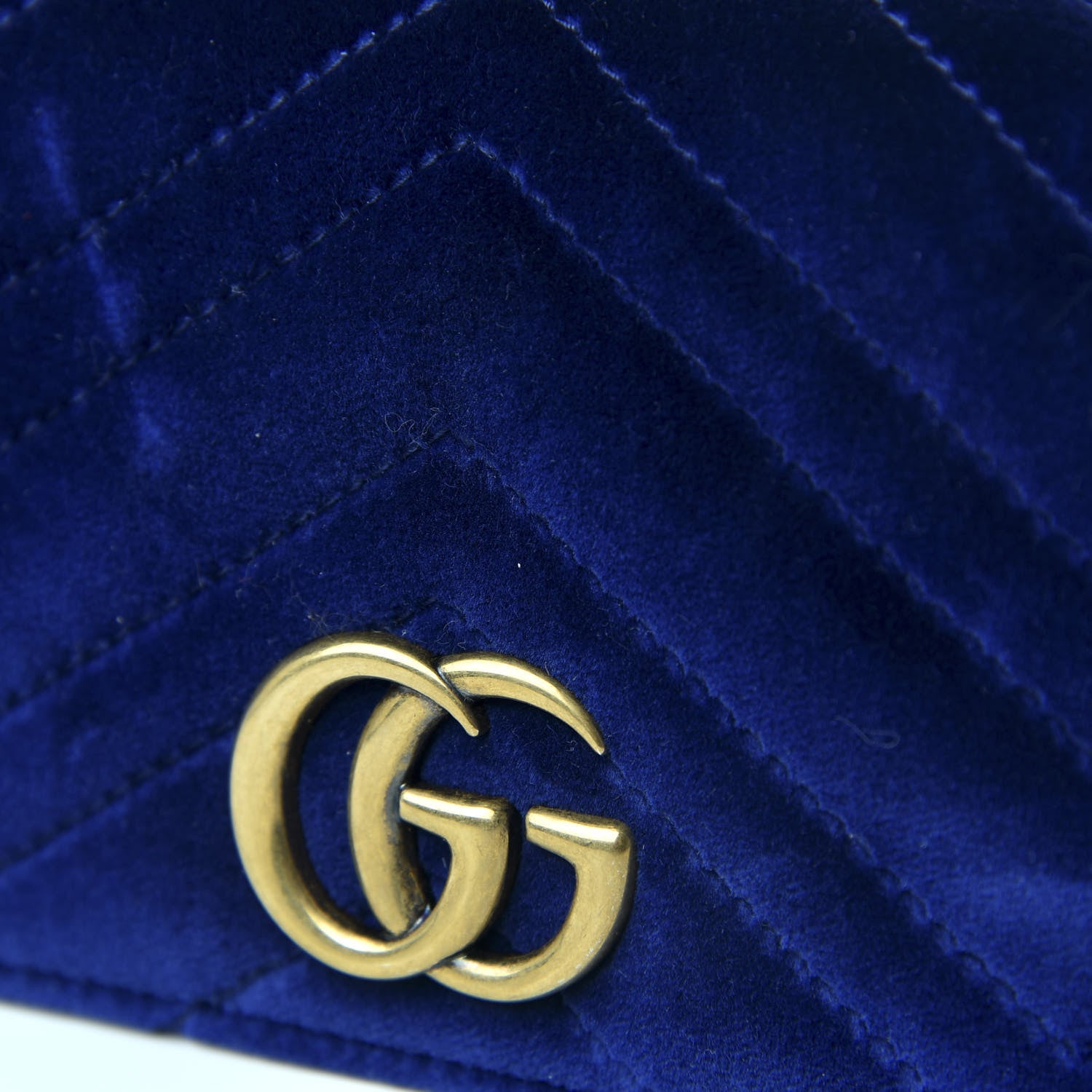 Gucci Velvet Matelasse GG Marmont Mini Bag Cobalt Blue 9 of 10