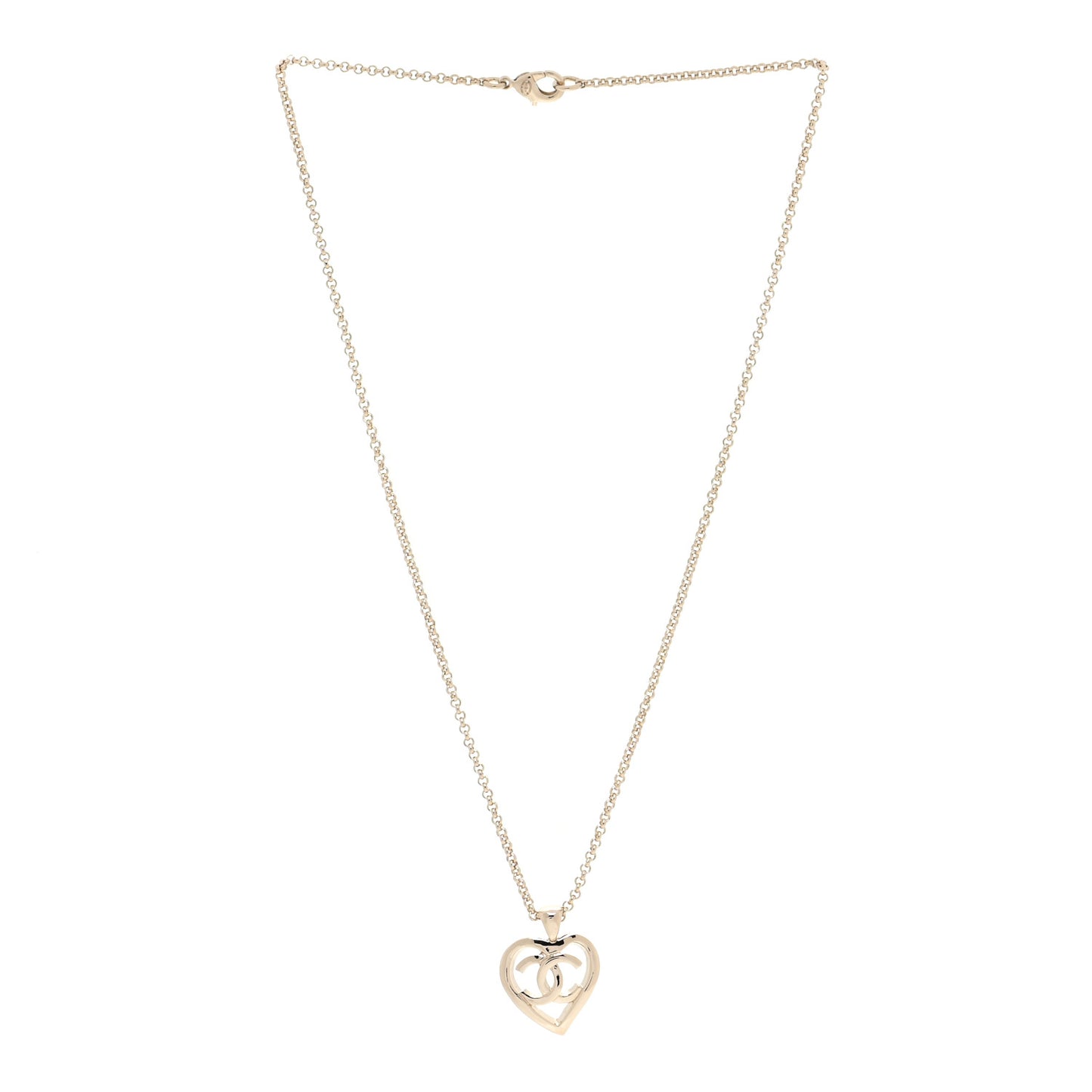 CC Heart Chain Pendant Necklace Gold