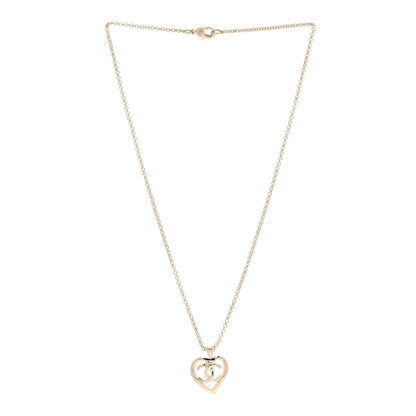 Chanel CC Heart Chain Pendant Necklace Gold 3 of 5