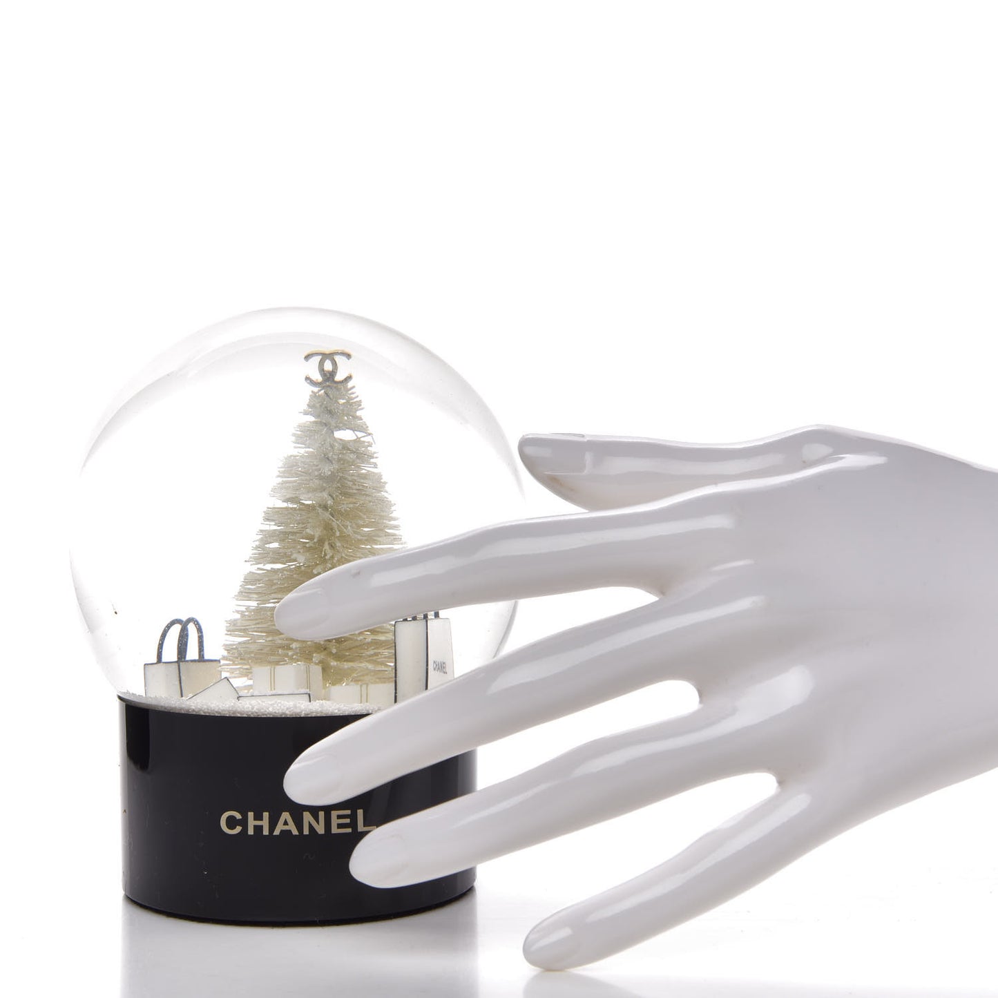 Glass Christmas Tree Shopping Bag Snow Globe