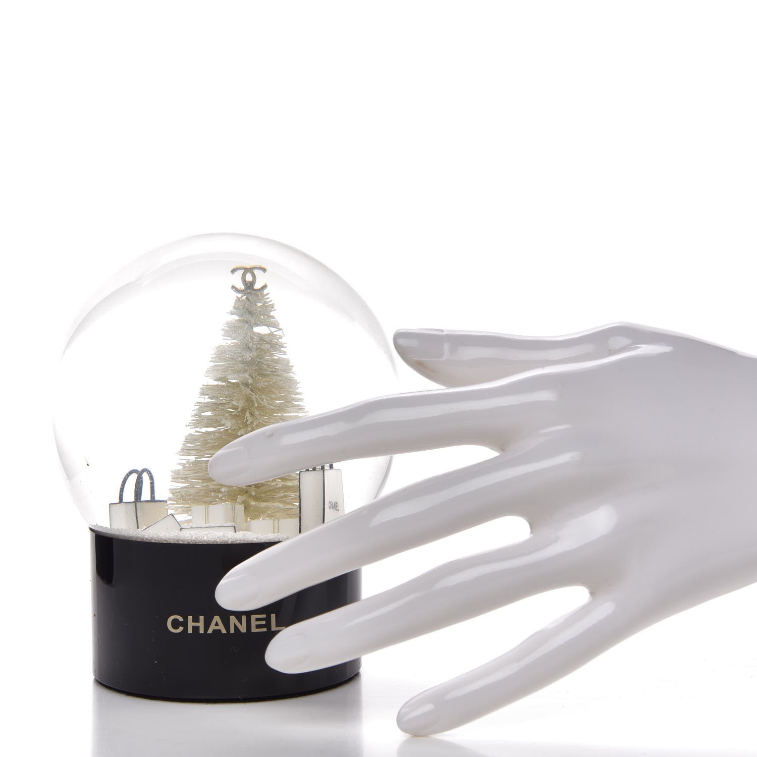 Chanel Glass Christmas Tree Shopping Bag Snow Globe 2 of 4