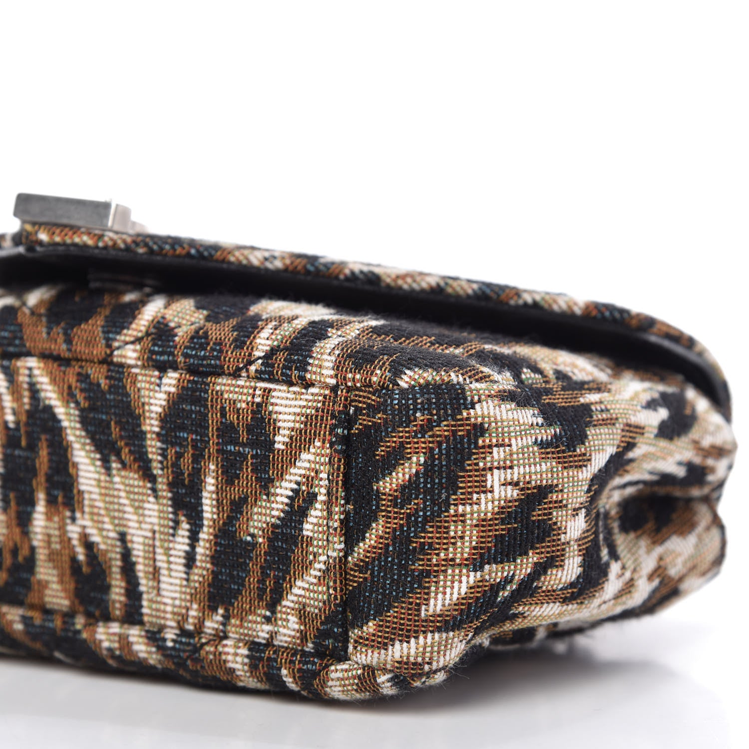 Saint Laurent Jacquard Leopard Matelasse Chevron Monogram Baby Chain Bag Black 7 of 10