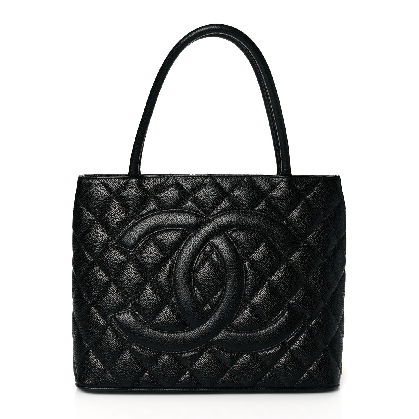 Caviar Quilted Medallion Tote Black