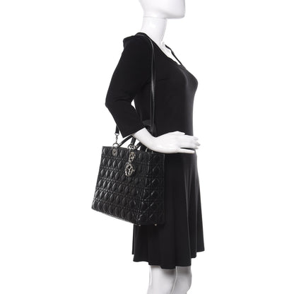 Christian Dior Lambskin Cannage Large Lady Dior Black 2 of 9