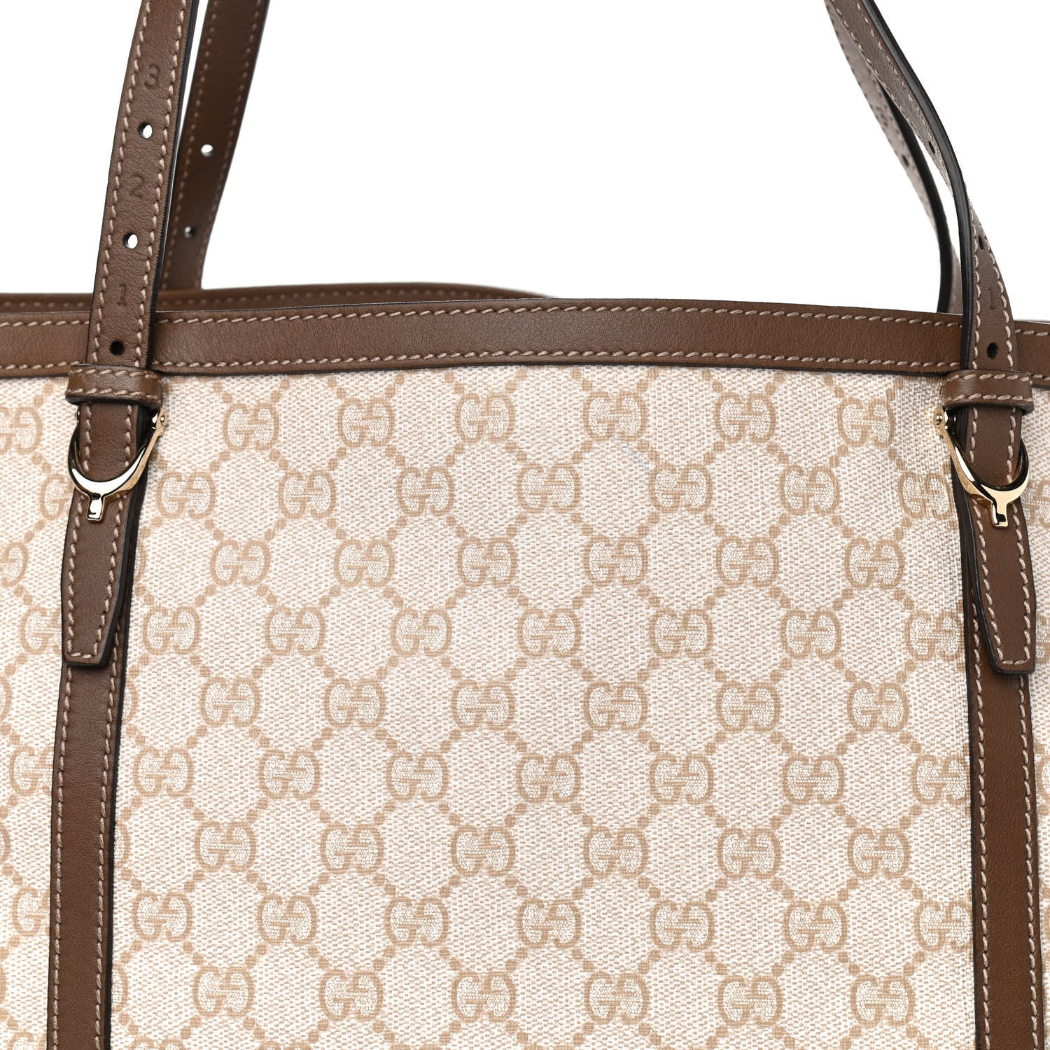 Gucci GG Supreme Monogram Calfskin Medium Nice Tote New Mystic White Beige Brown 8 of 10