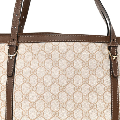 Gucci GG Supreme Monogram Calfskin Medium Nice Tote New Mystic White Beige Brown 8 of 10
