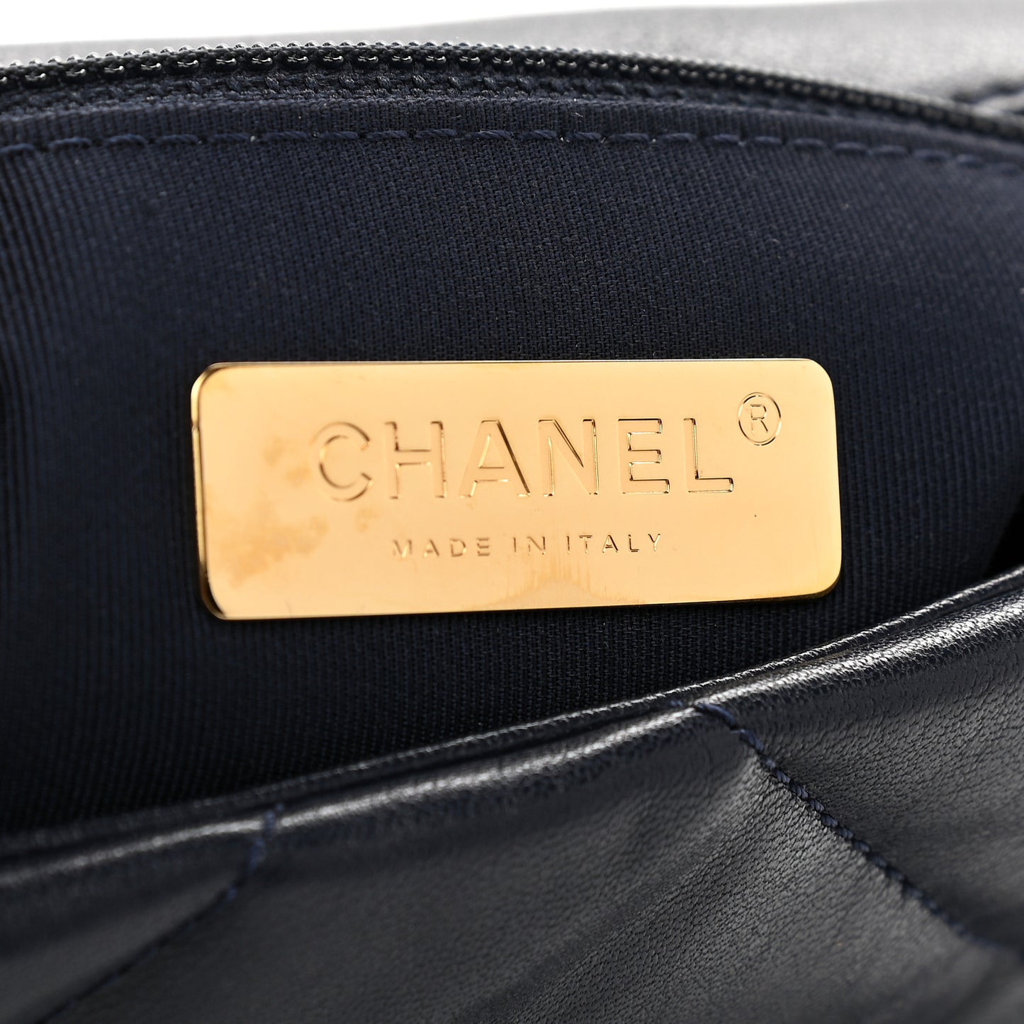 Lambskin Quilted Medium Chanel 19 Flap Navy Blue