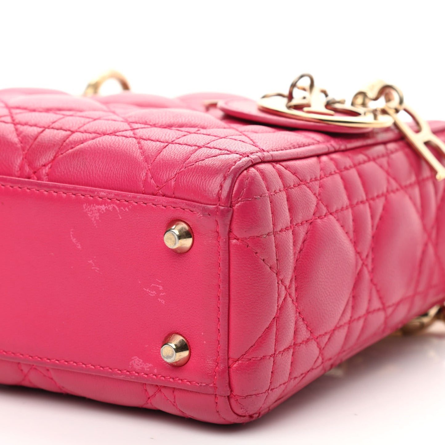 Lambskin Cannage Mini Lady Dior Fuchsia