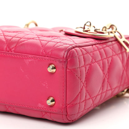 Christian Dior Lambskin Cannage Mini Lady Dior Fuchsia 9 of 15