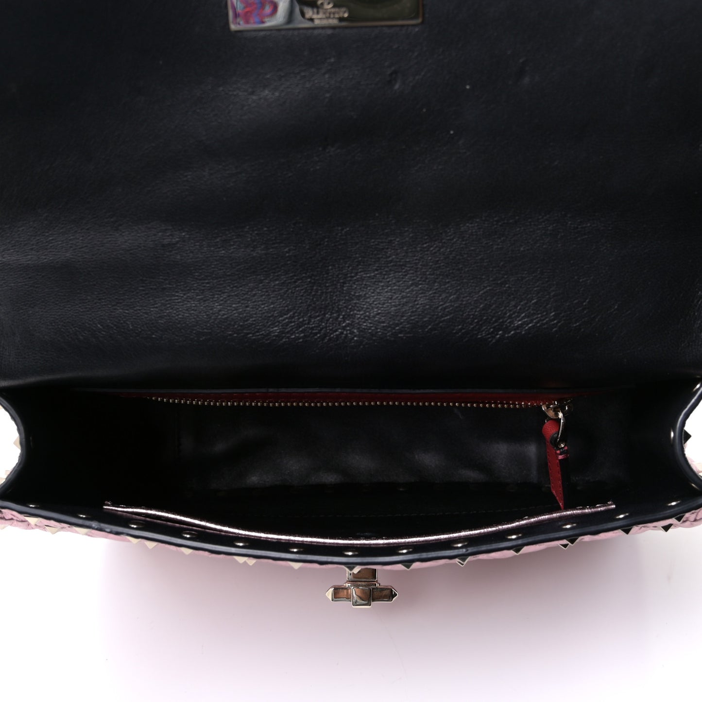 Metallic Wrinkled Lambskin Medium Rockstud Spike Shoulder Bag Lipstick