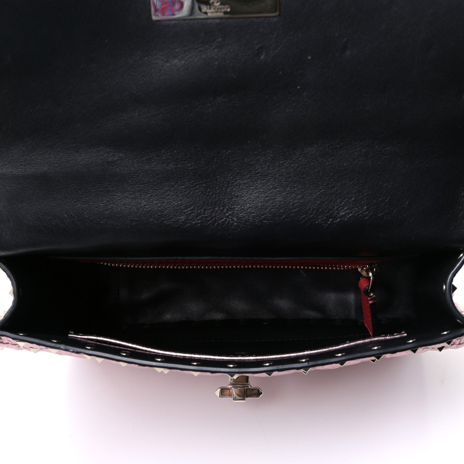 Valentino Garavani Metallic Wrinkled Lambskin Medium Rockstud Spike Shoulder Bag Lipstick 4 of 4