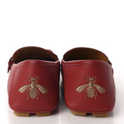 Gucci Calfskin Mens Web Sylvie Web Buckle Driver Loafers 10 Red 5 of 10