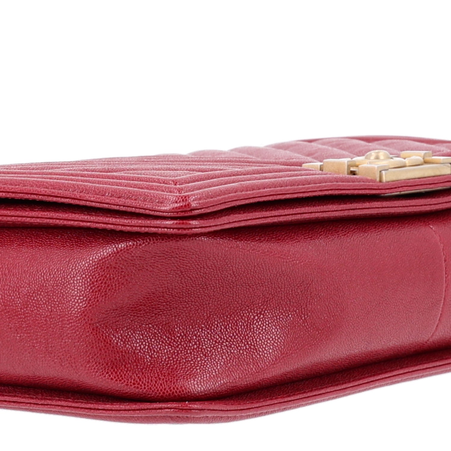 Chanel Caviar Chevron Quilted Medium Boy Flap Red 9 of 10