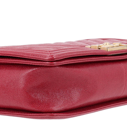 Chanel Caviar Chevron Quilted Medium Boy Flap Red 9 of 10