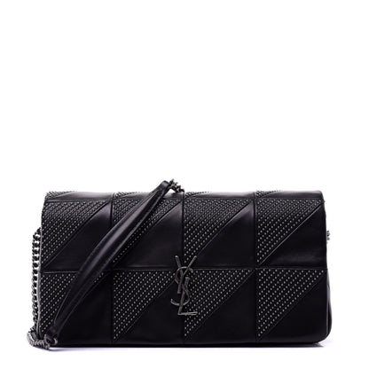 Saint Laurent Lambskin Patchwork Micro Stud Monogram Medium Jamie Baguette Black 1 of 11