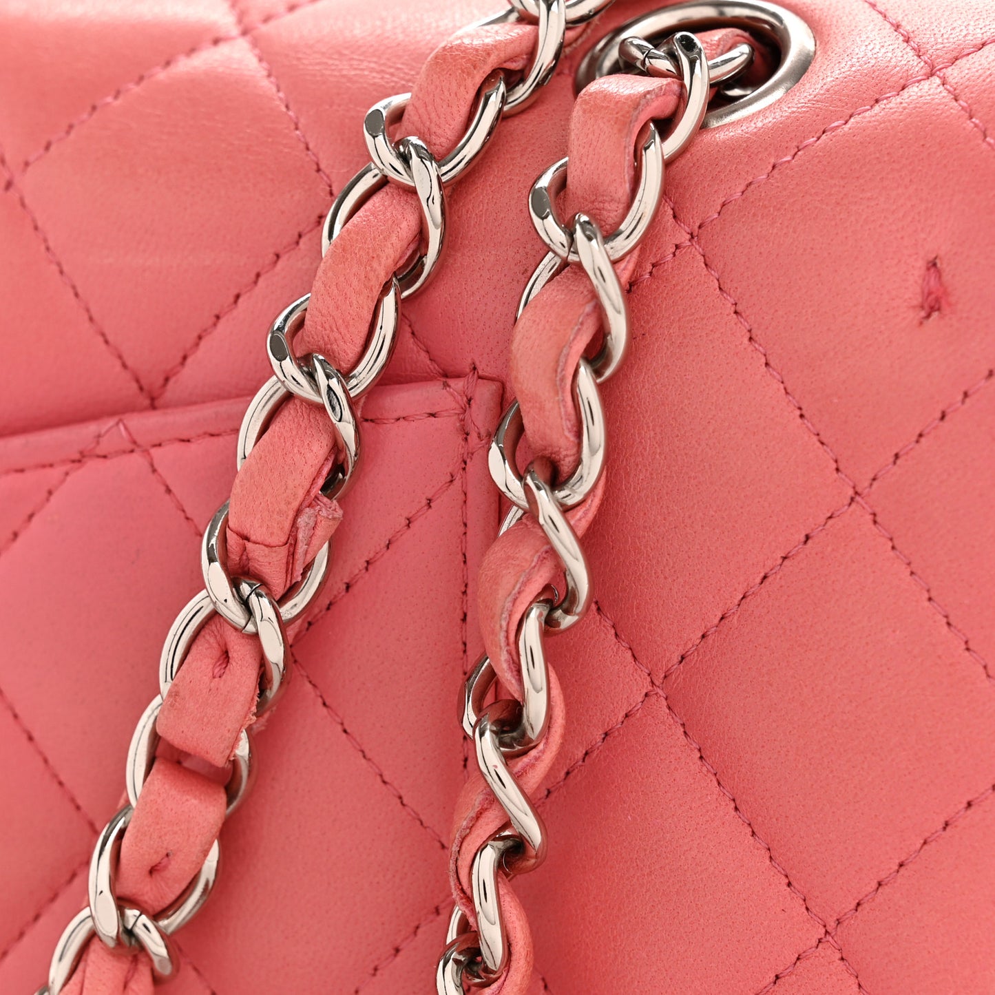 Lambskin Quilted Medium Double Flap Pink