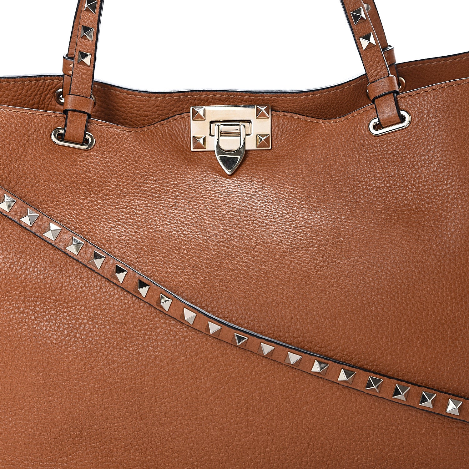 Valentino Garavani Pebbled Calfskin Medium Rockstud Tote Light Cuir 6 of 8