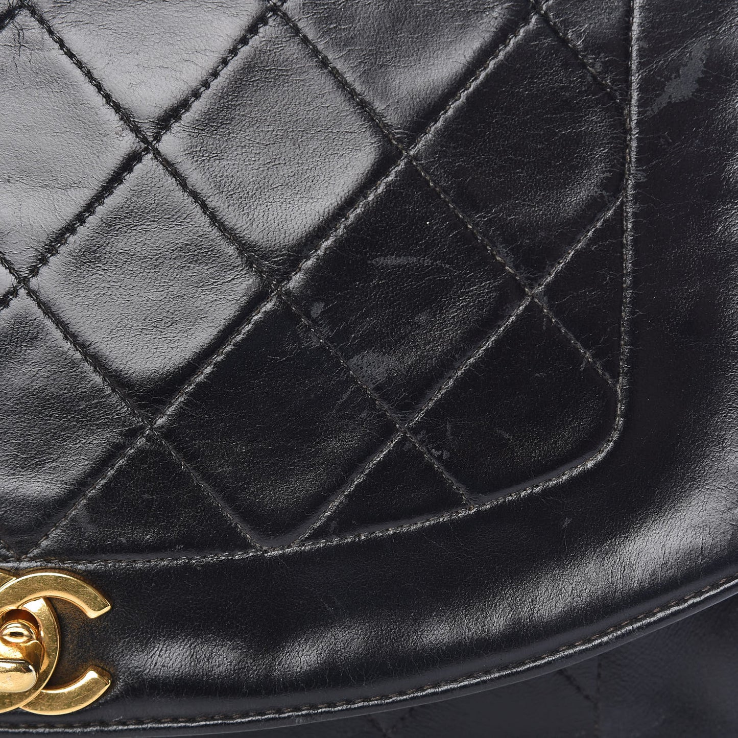 Lambskin Quilted Small Single Flap Black