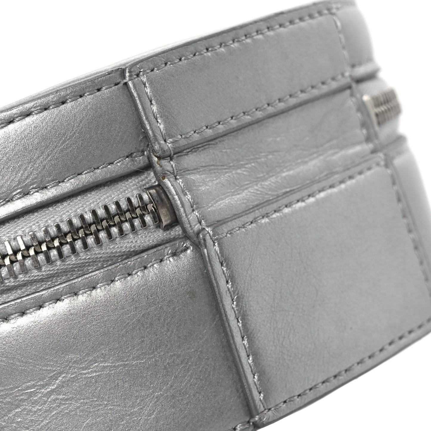 Metallic Glazed Calfskin Round As Earth Evening Bag Silver