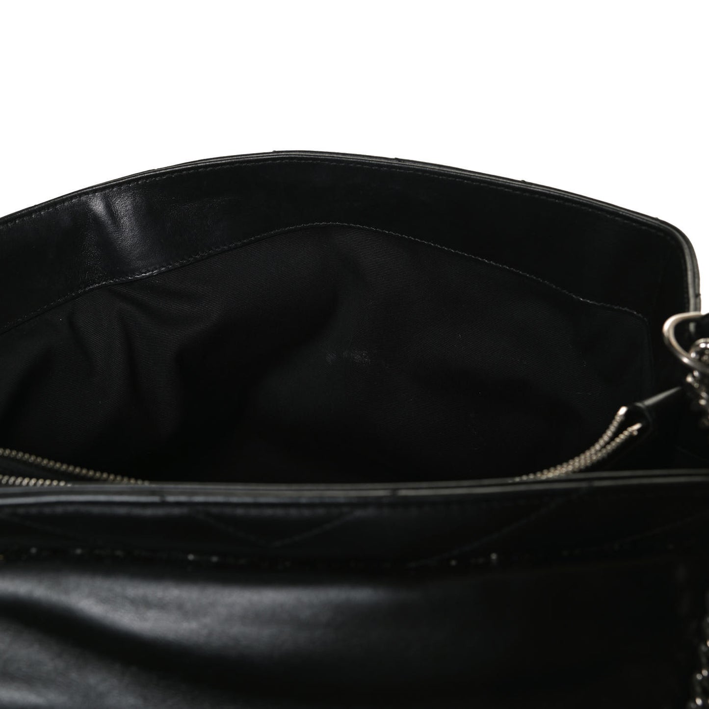 Calfskin Y Quilted Monogram Large Loulou Chain Satchel Black
