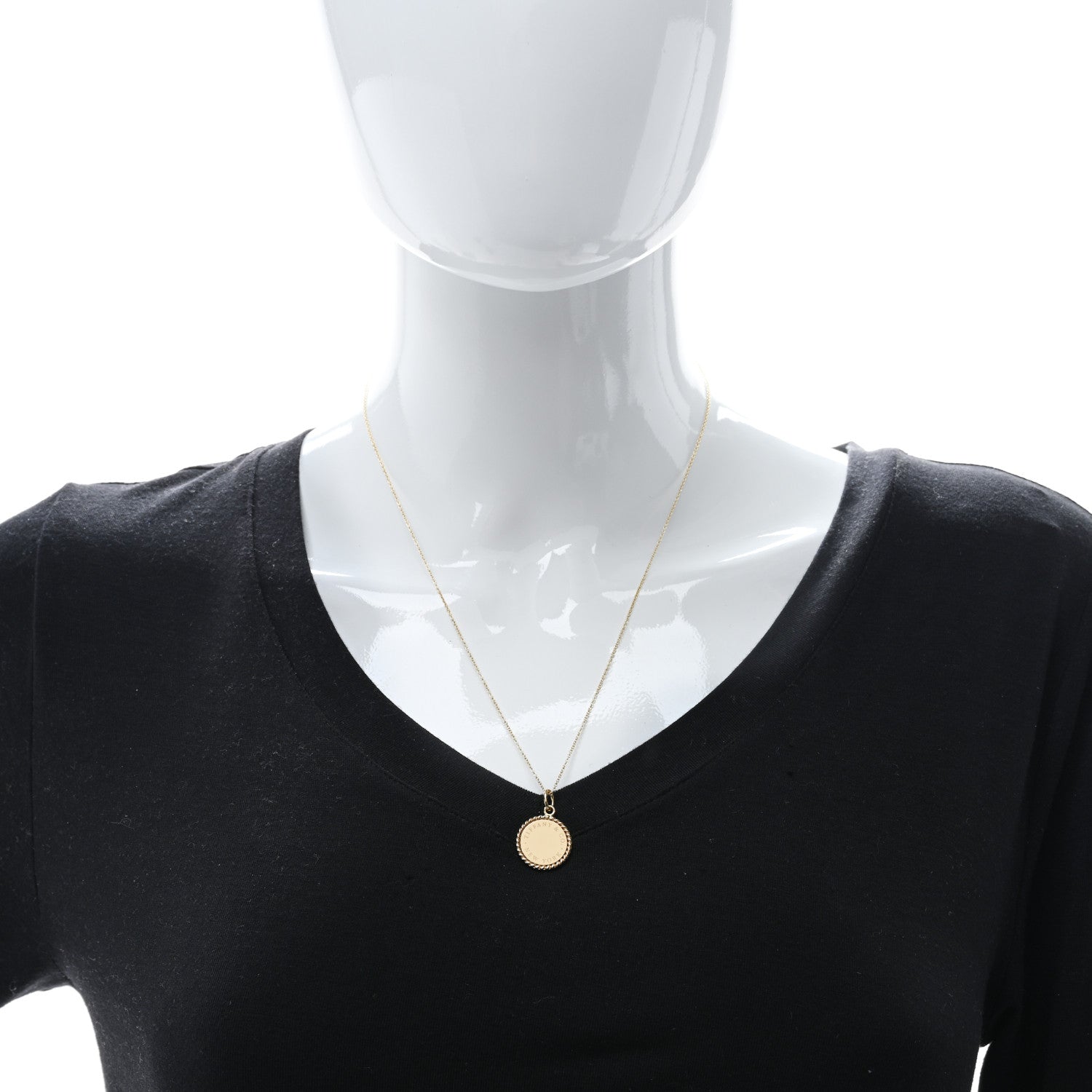 Tiffany 18K Yellow Gold Twist Round Charm Necklace 3 of 5