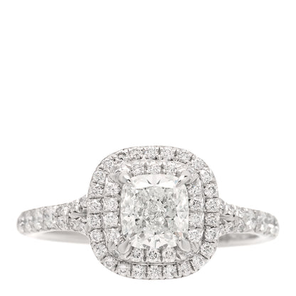 Tiffany Platinum Diamond .71ct Soleste Cushion Cut Double Halo Engagement Ring 50 5.25 1 of 6