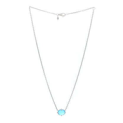 David Yurman Sterling Silver Diamond Blue Topaz Chatelaine Oval Pendant Necklace 3 of 4