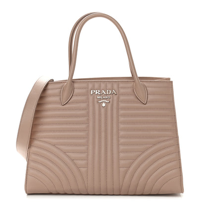 Prada Soft Calfskin Impunture Diagramme Tote Cipria 1 of 10