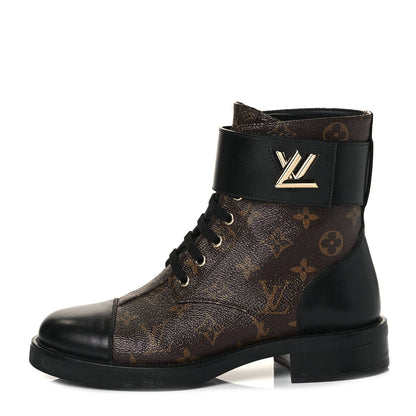 Louis Vuitton Calfskin Monogram Wonderland Flat Ranger Boots 39 Black 1 of 6