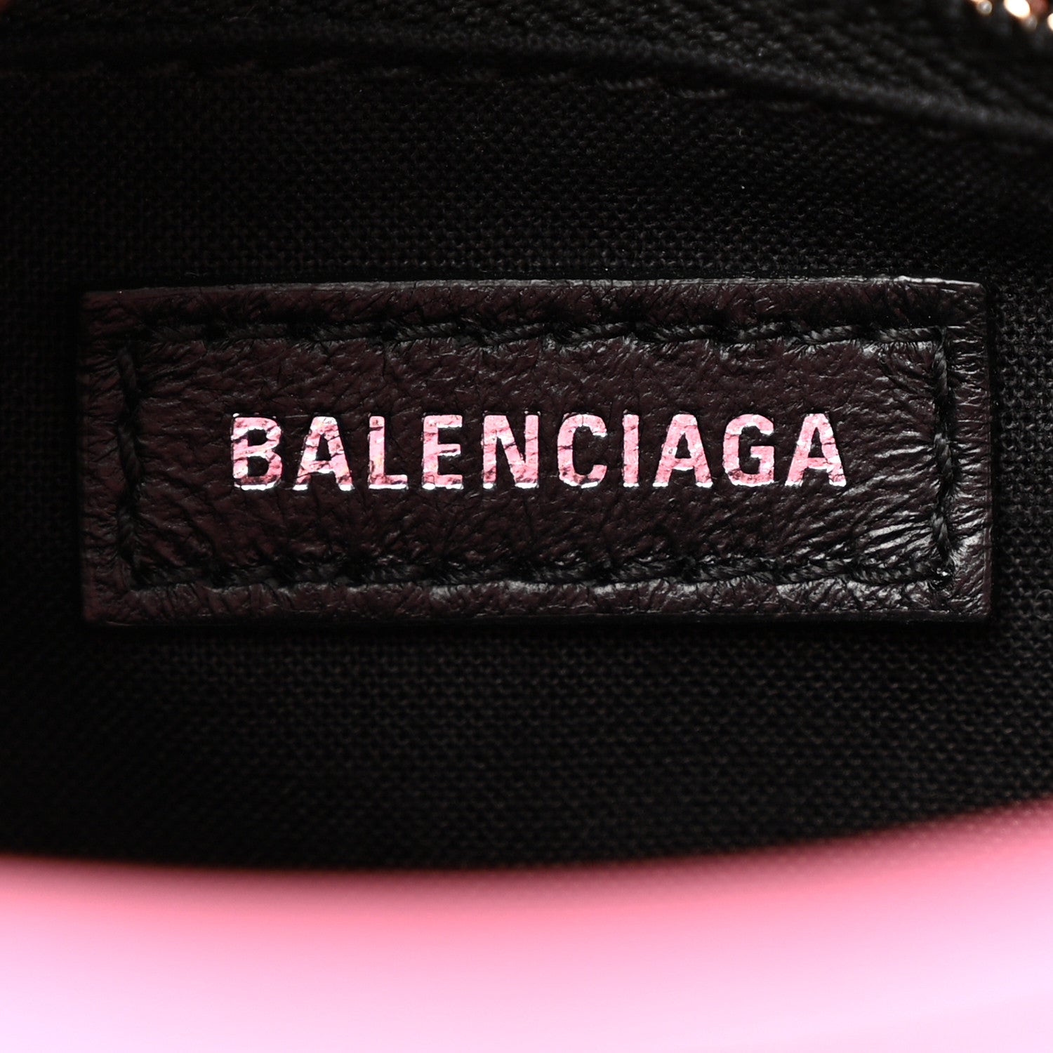 Balenciaga Shiny Supple Calfskin Crocodile Embossed Classic Silver Hardware Mini City Baby Pink 7 of 13