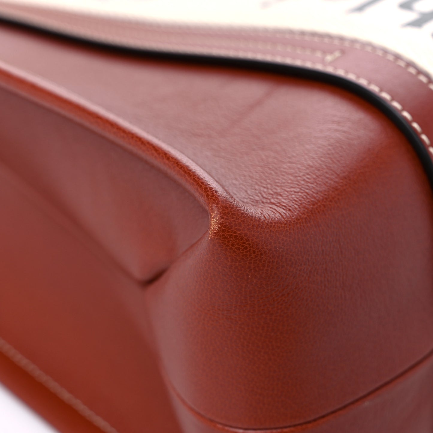 Calfskin Medium Woody Ribbon Tote Sepia Brown