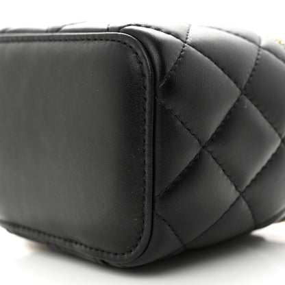 Chanel Lambskin Quilted Mini Pearl Crush Vanity Case With Chain Black 10 of 11