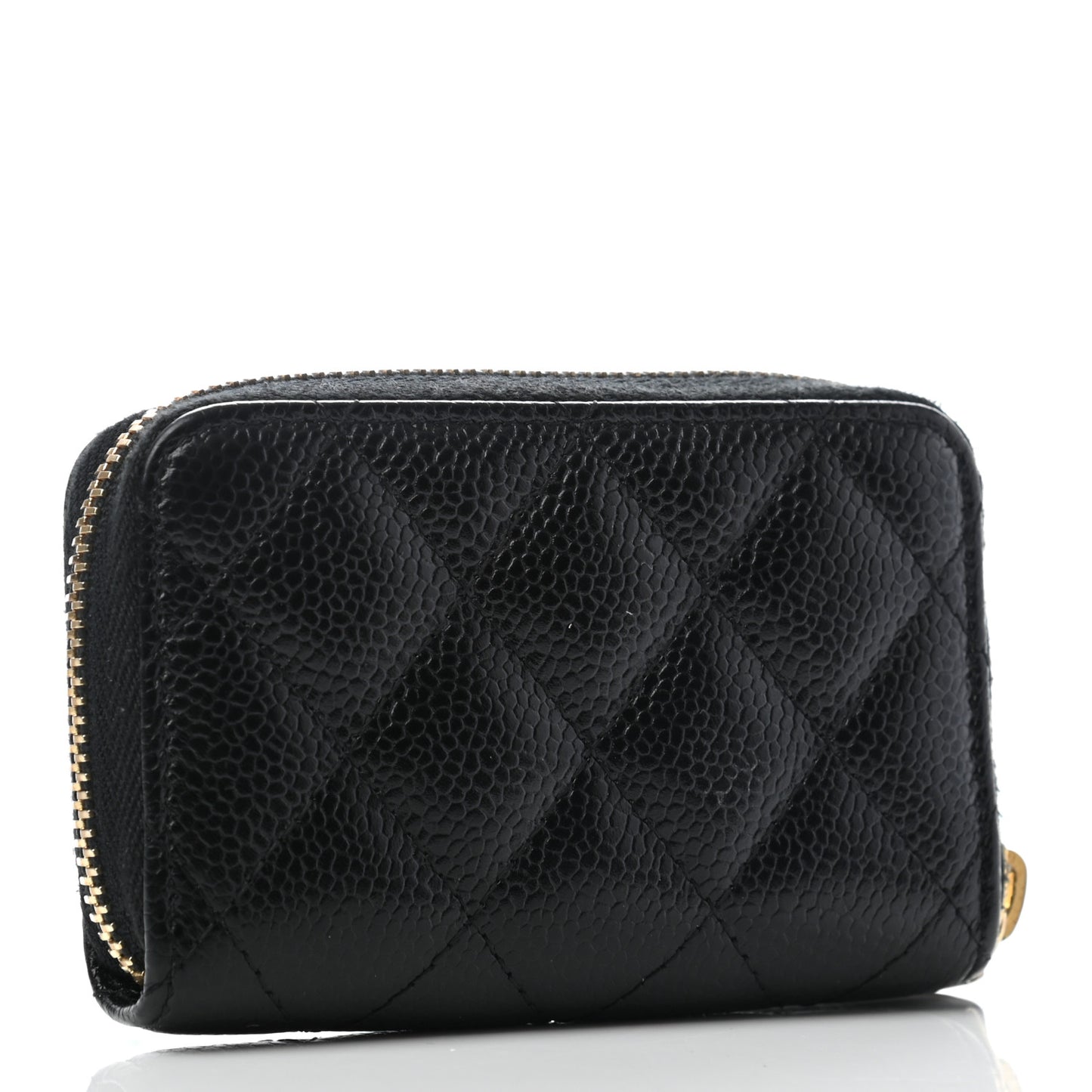 Caviar Quilted Zip Coin Purse Black