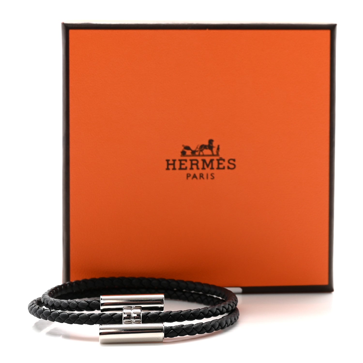 Hermes Swift Double Wrap Cord Tournis Tresse Bracelet Black 5 of 5
