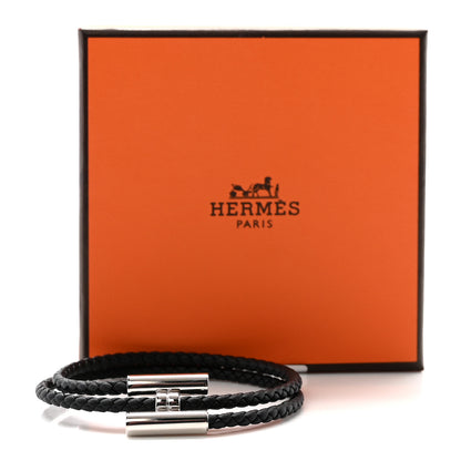 Hermes Swift Double Wrap Cord Tournis Tresse Bracelet Black 5 of 5