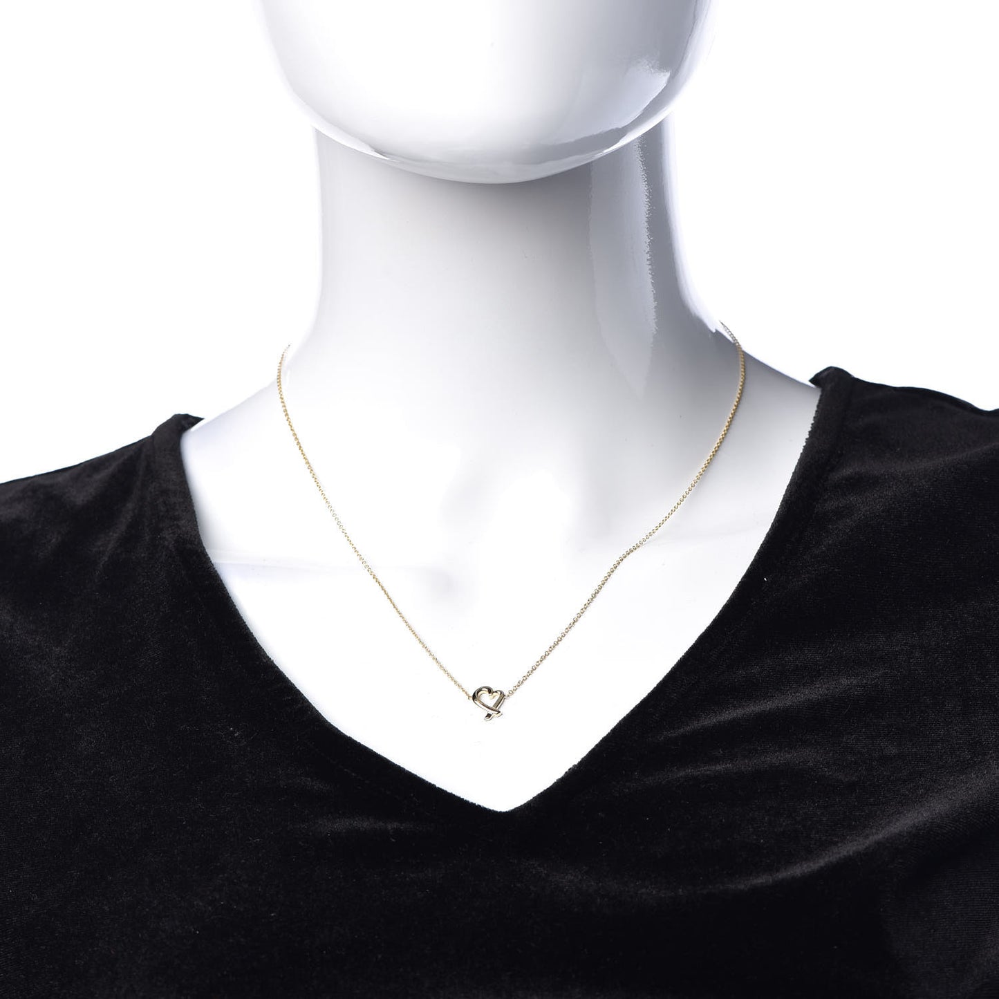 18K Yellow Gold Mini Paloma Picasso Loving Heart Pendant Necklace